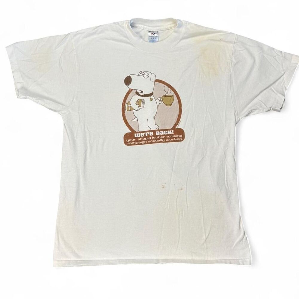 VTG XL Y2K 90s Brian the Dog Family Guy Comedy TV Show Promo Graphic T shirt